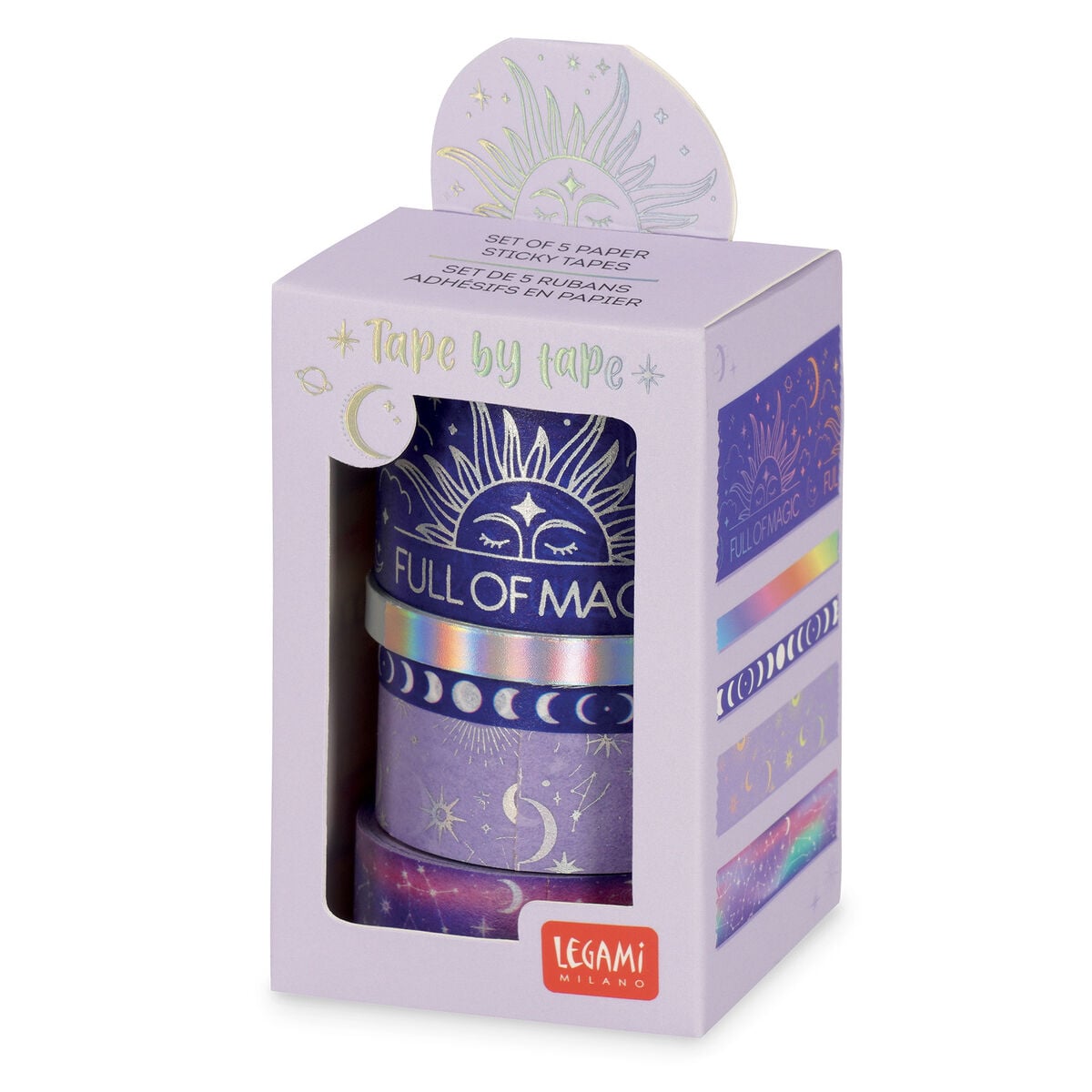 Legami - Set de 5 Cintas Adhesivas Decorativas de Papel Mágico - De Cinta en Cinta