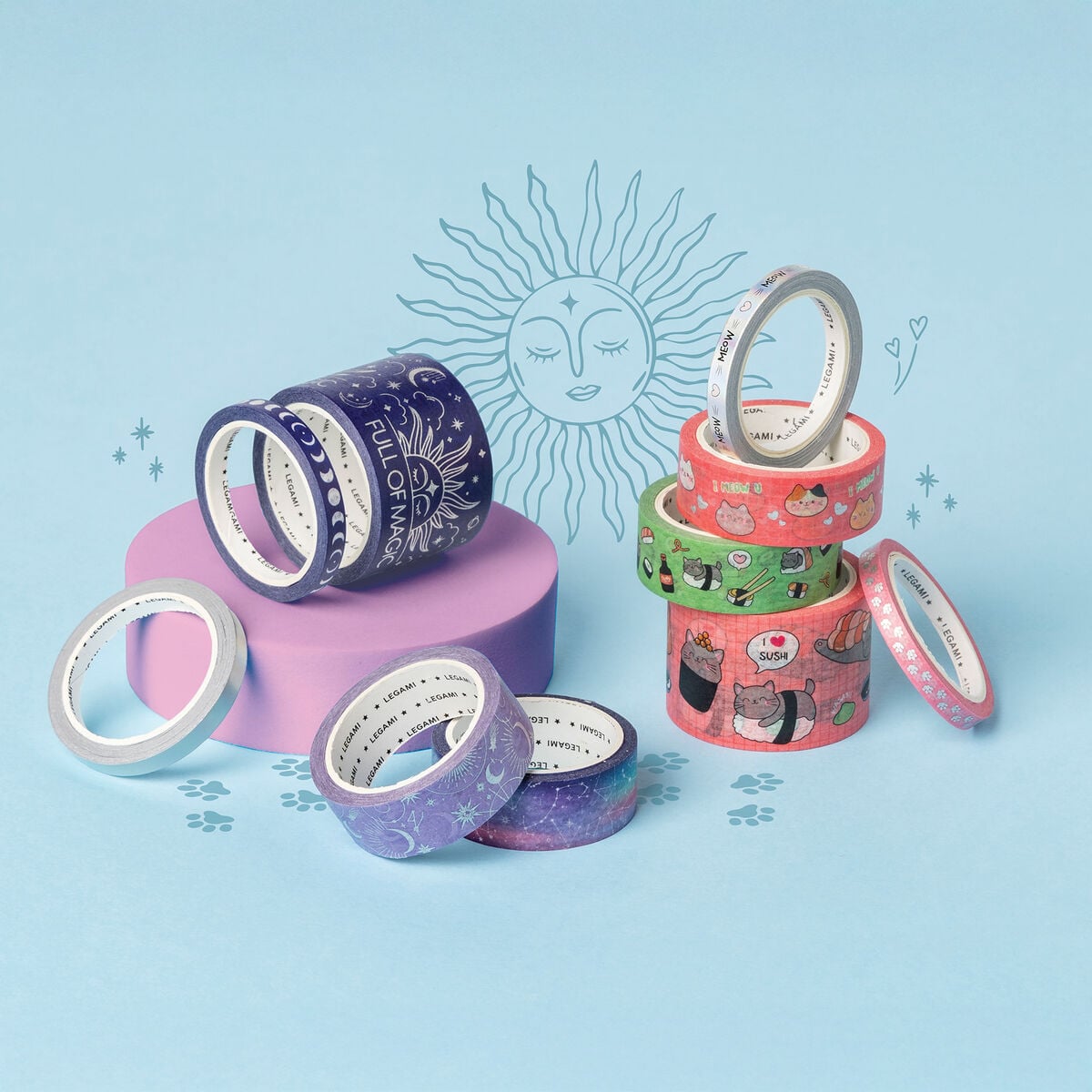 Legami - Set de 5 Cintas Adhesivas Decorativas de Papel Mágico - De Cinta en Cinta