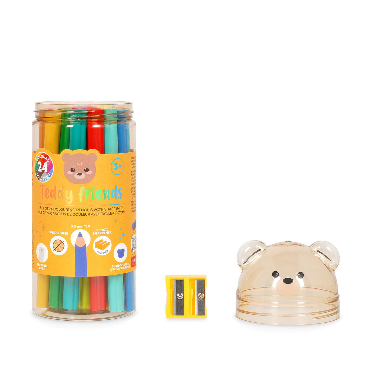 Legami - Juego de 24 lápices de colores con sacapuntas - Teddy Friends