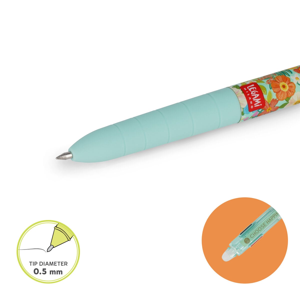 Legami - Bolígrafo de Gel Borrable de 3 Colores - Flores - Equivócate