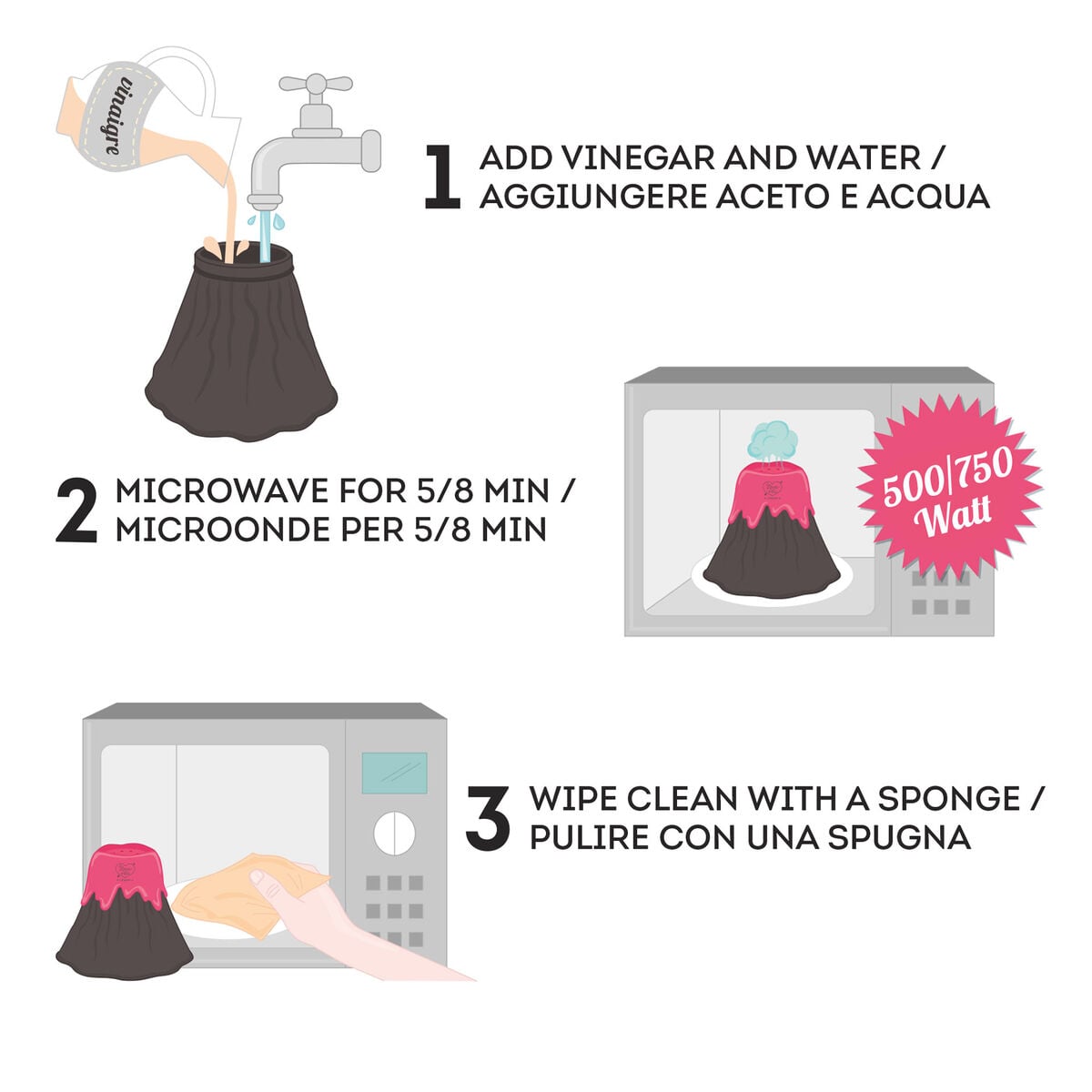 Legami - Limpiador de microondas Volcano