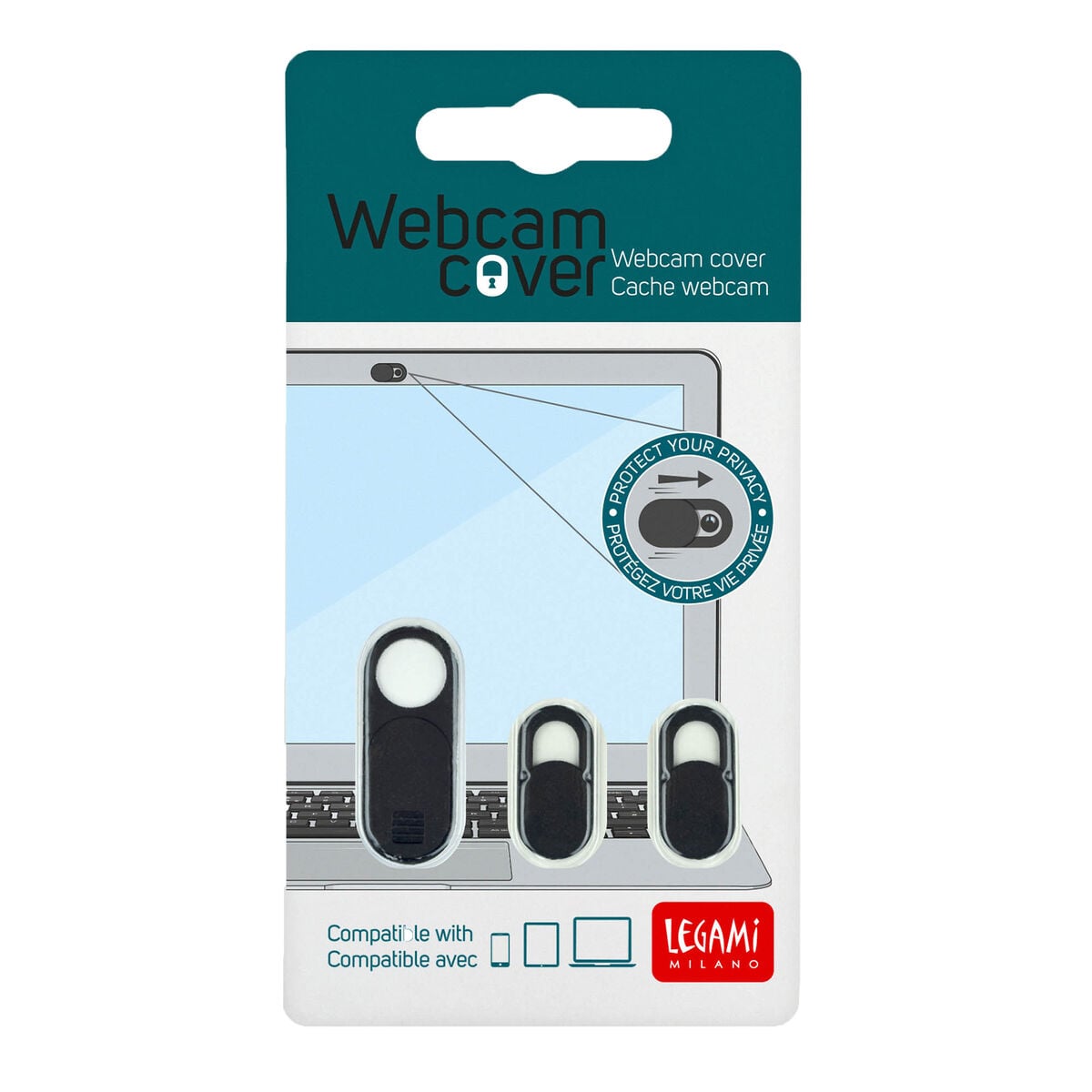 Legami - Juego de 3 cubiertas para cámaras web - Funda para cámara web