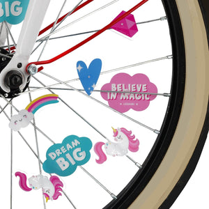 Legami - Juego de 30 decoraciones para radios de bicicleta - Unicornio - ¡Decora tu bici!