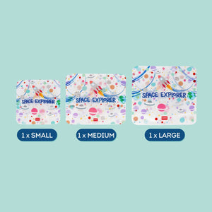 Legami - Set de 3 Bolsas Reutilizables para Snacks - Espacio - Snack Bags