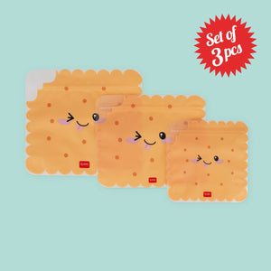 Legami - Set de 3 Bolsas Reutilizables para Aperitivos - Cookie - Snack Bags