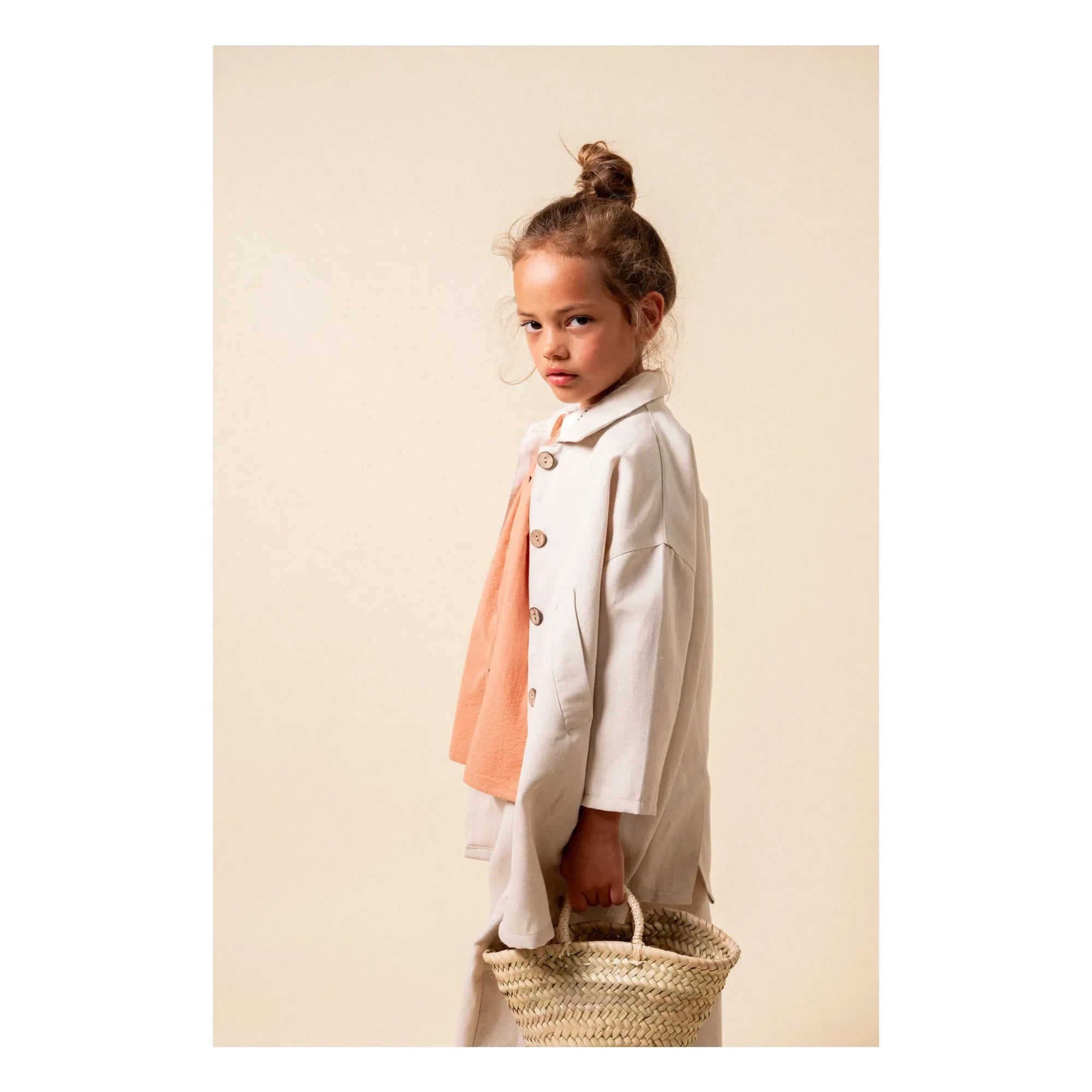 birinit - Blusa con cuello Claudine Dessert de algodón orgánico | Russet