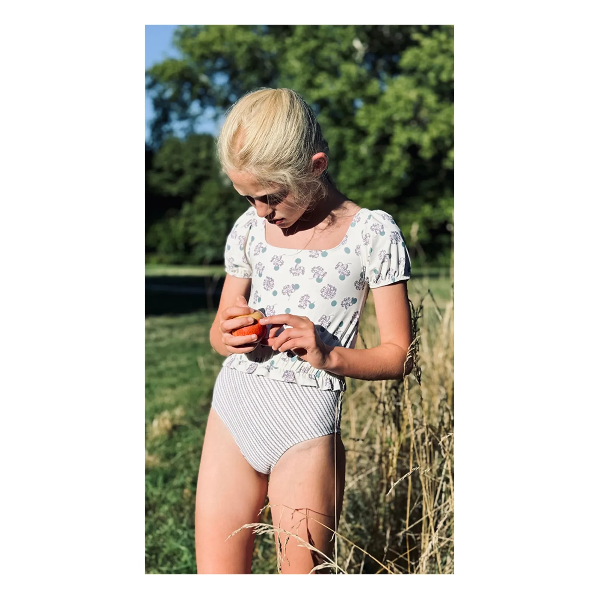 Soor Ploom - Bañador Rosalía de fibra reciclada con estampado floral | Blanco