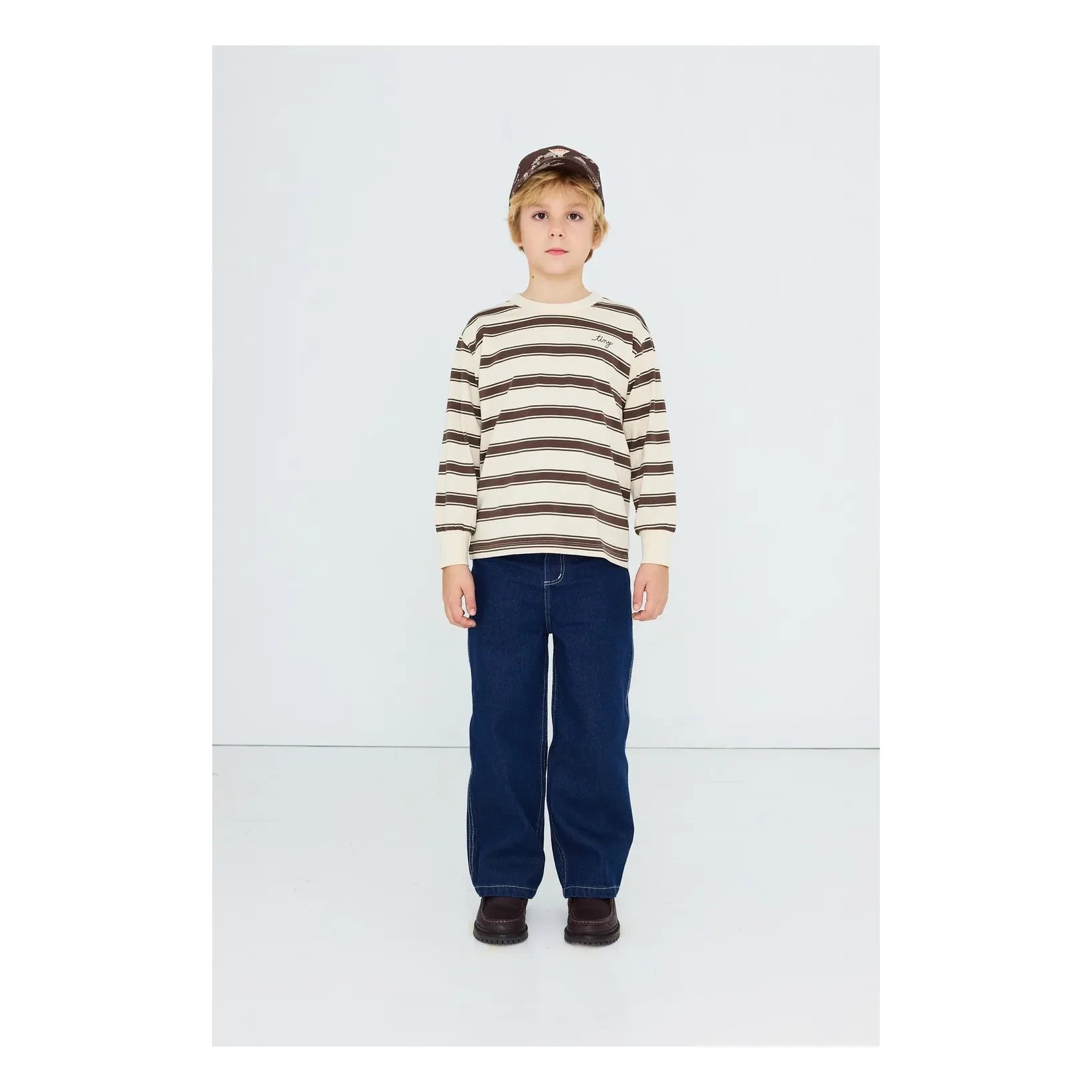 Tinycottons - Camiseta de algodón orgánico a rayas | Crema