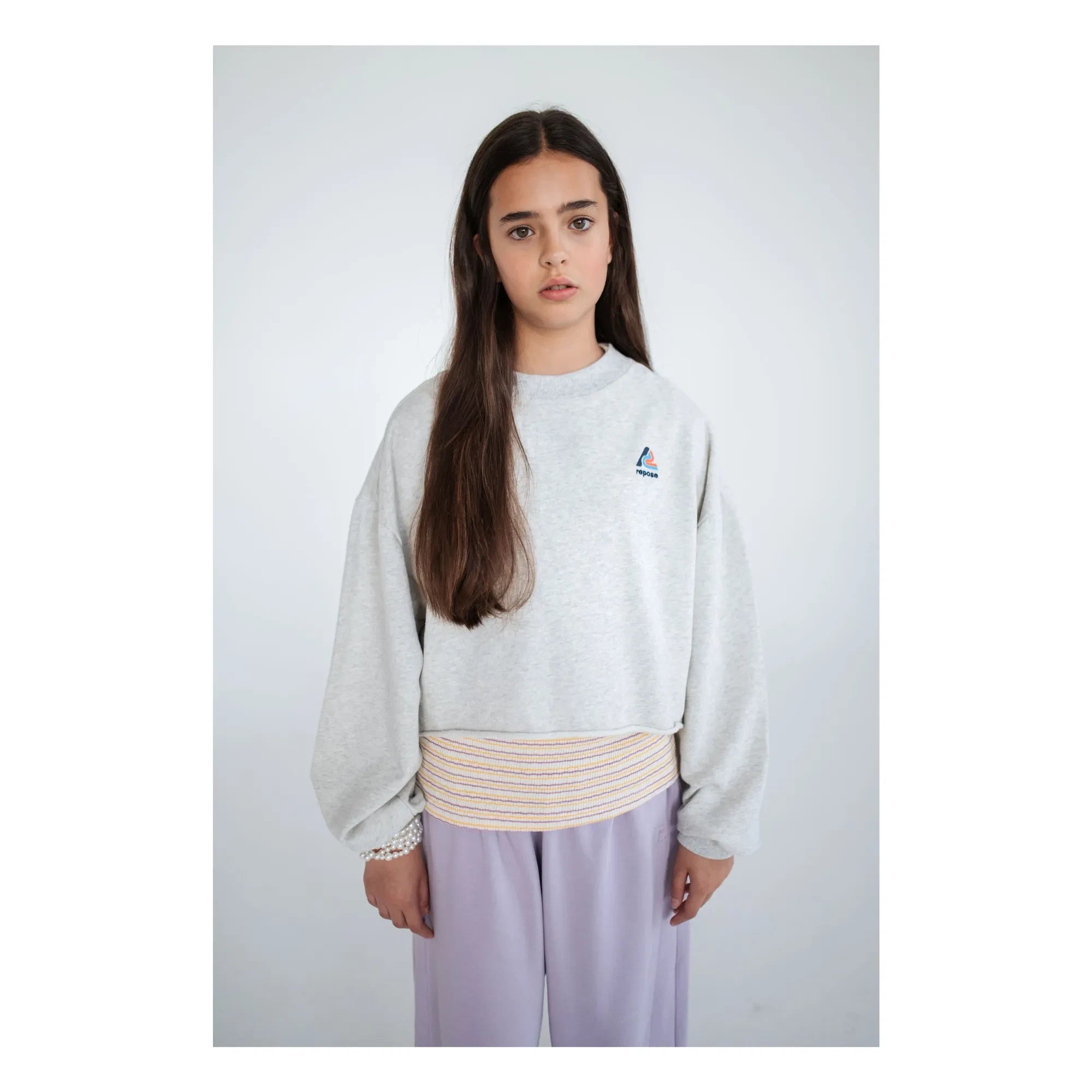 Repose AMS - Sudadera Corta de Algodón Orgánico | Gris Mélange