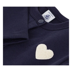 Petit Bateau - Cárdigan liso de felpa | Azul marino