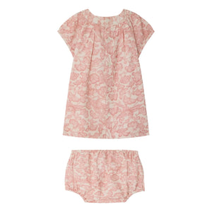 Bonpoint - Vestido de algodón orgánico Cachouli Fleurie | Rosa empolvado