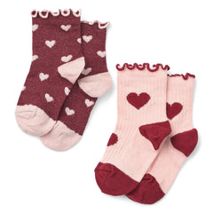 Flöss - Vigga Calcetines de Corazón, 2 Pares | Rosa