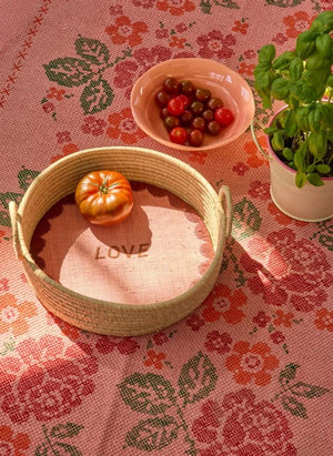 Arroz - "Amor" Cesta de Almacenamiento de Rafya