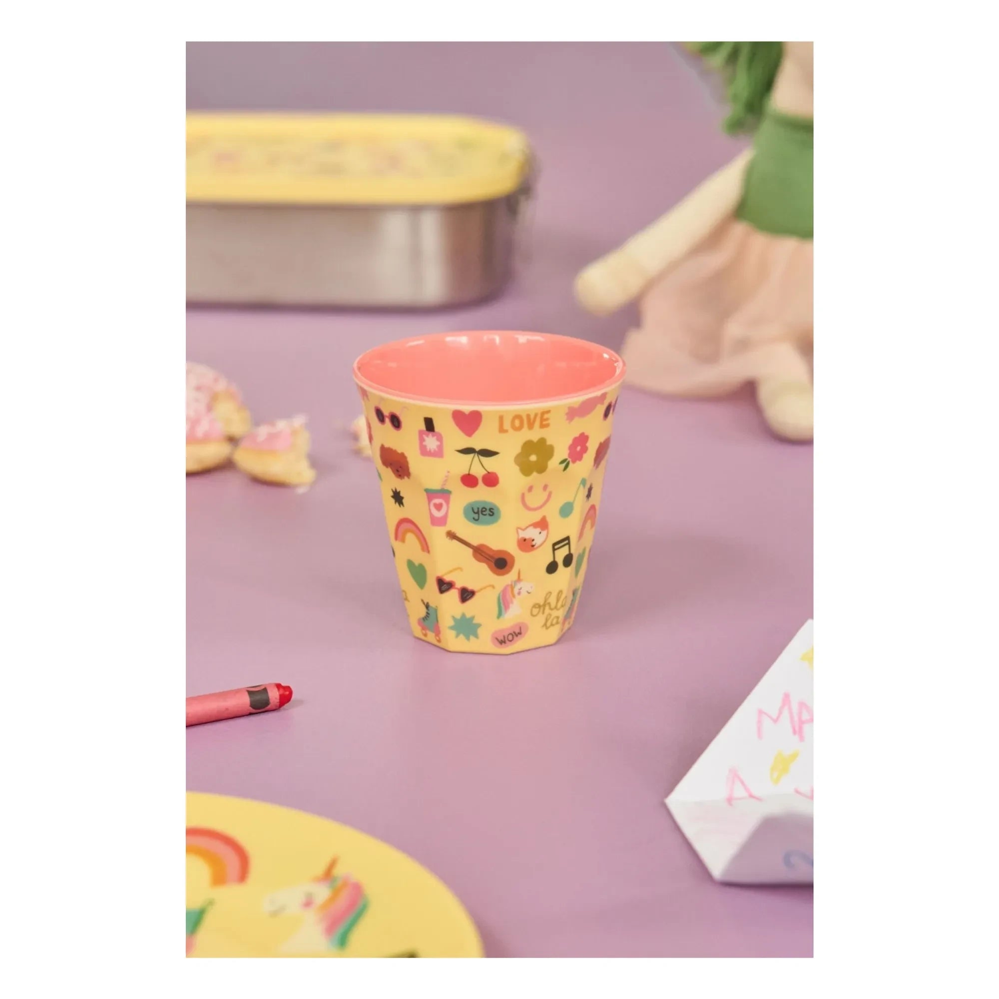 Rice - Vaso con pajita de unicornio | Amarillo pálido