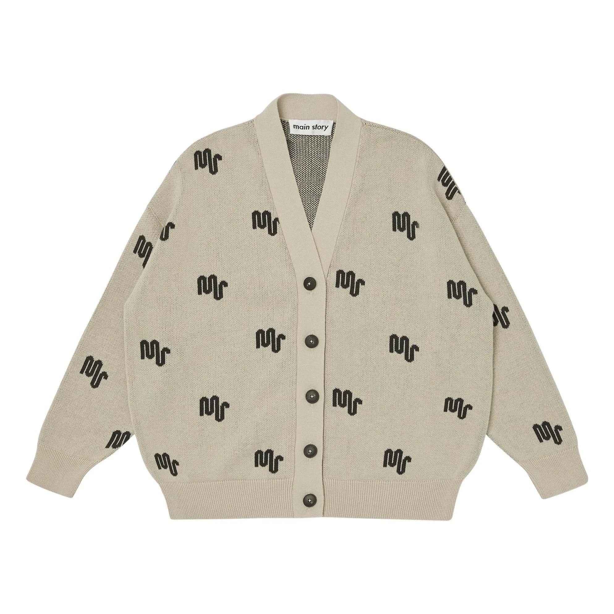 Main Story - Cardigan de algodón orgánico con monograma | Crudo