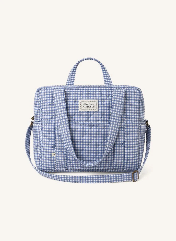 Editions Aimable - Suzanne Bolsa de Cuidado para Bebés | Vichy Azul Algodón