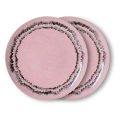 HKliving - Kabarcıklı seramik tatlı tabakları - 2'li Set | Pembe