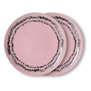 HKliving - Kabarcıklı seramik tatlı tabakları - 2'li Set | Pembe