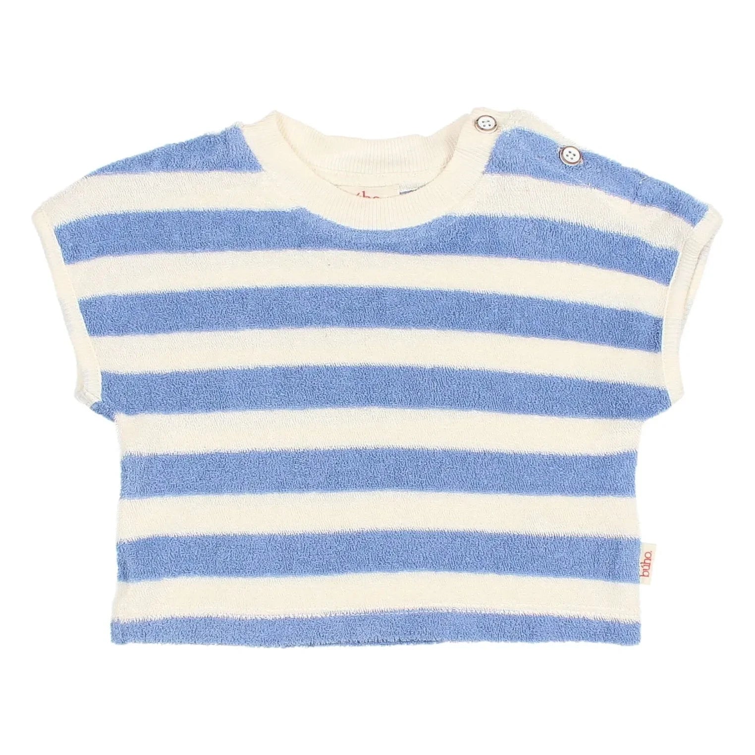 Búho - Camiseta de algodón orgánico a rayas | Azul claro