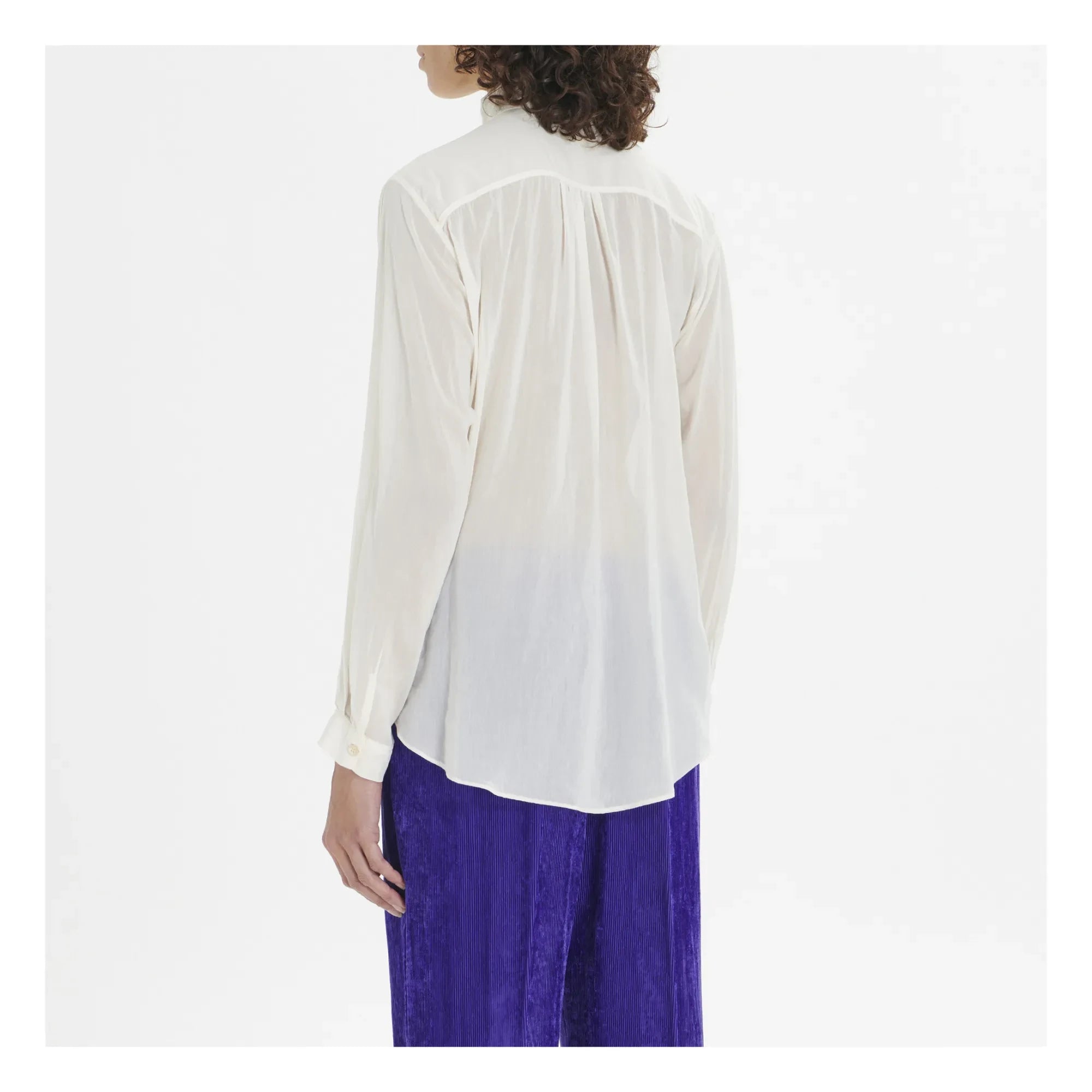 Forte Forte - Blusa bohemia de algodón y seda con bordado de volantes | Blanco