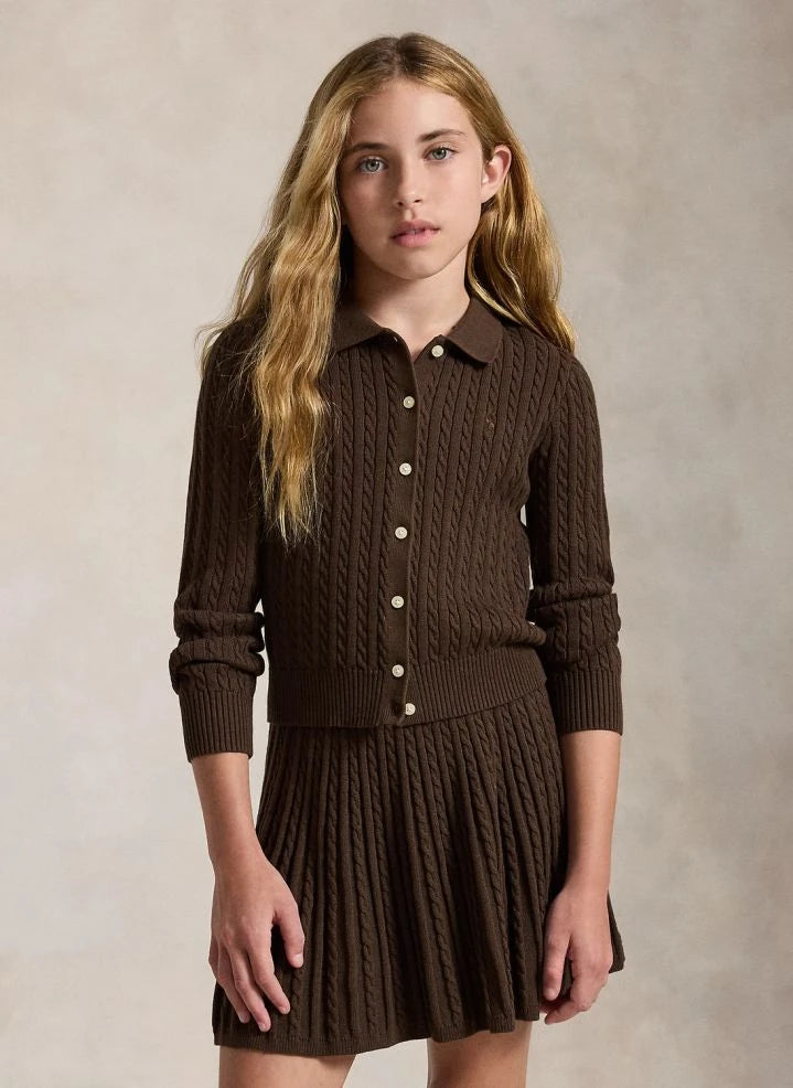 Ralph Lauren - Conjunto de chaleco y falda con logo | Marrón