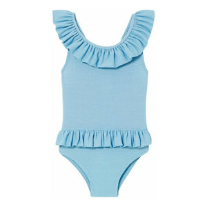 Lison Paris - Bañador metálico con volantes | Azul claro
