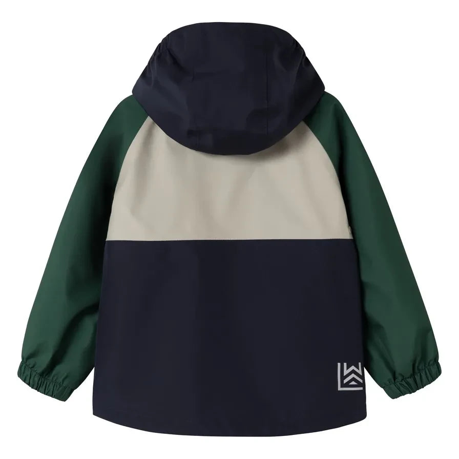 Liewood - Pedia Set impermeable de fibra reciclada con bloques de color | Verde oscuro