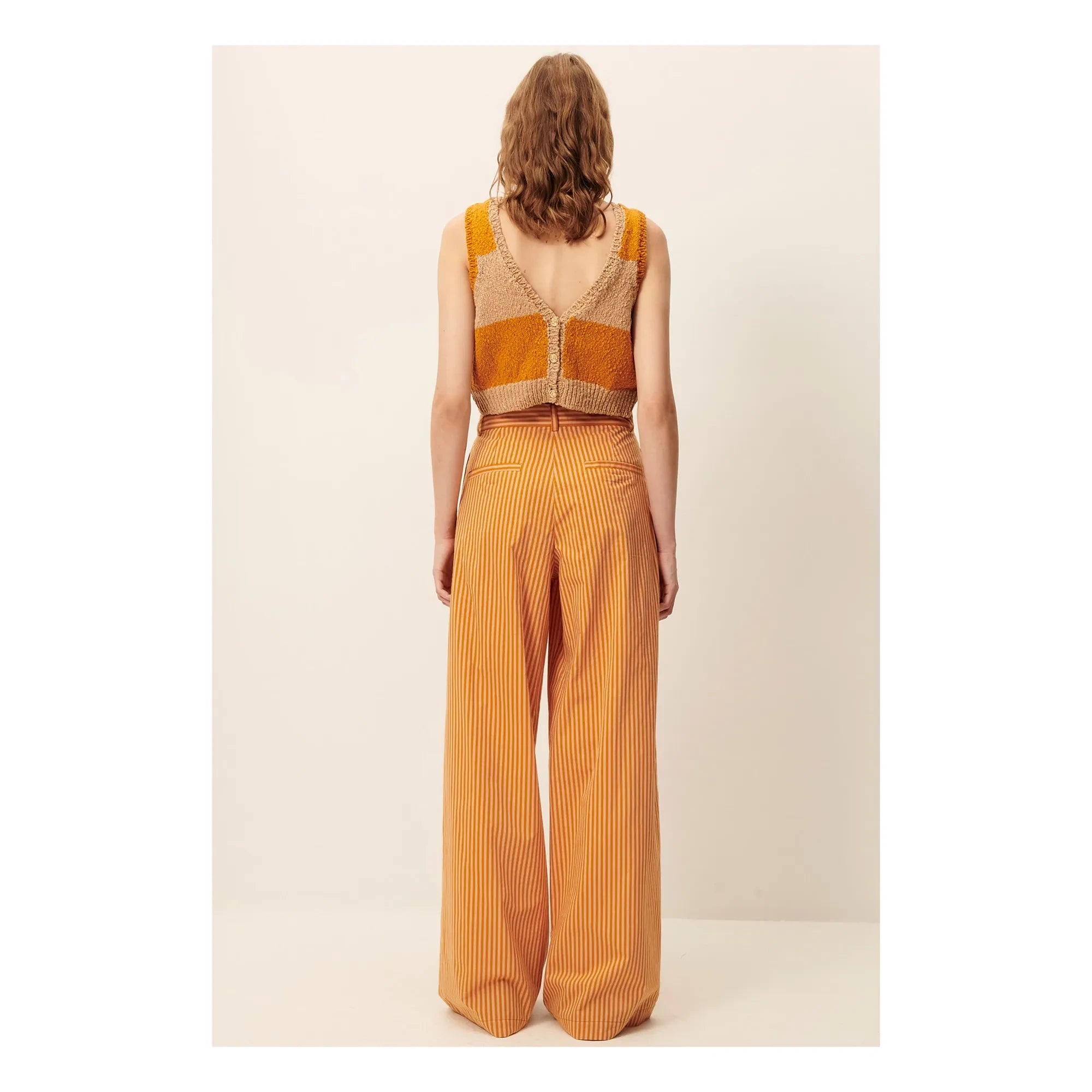 Sessùn - Pantalones de algodón a rayas Provencia | Naranja