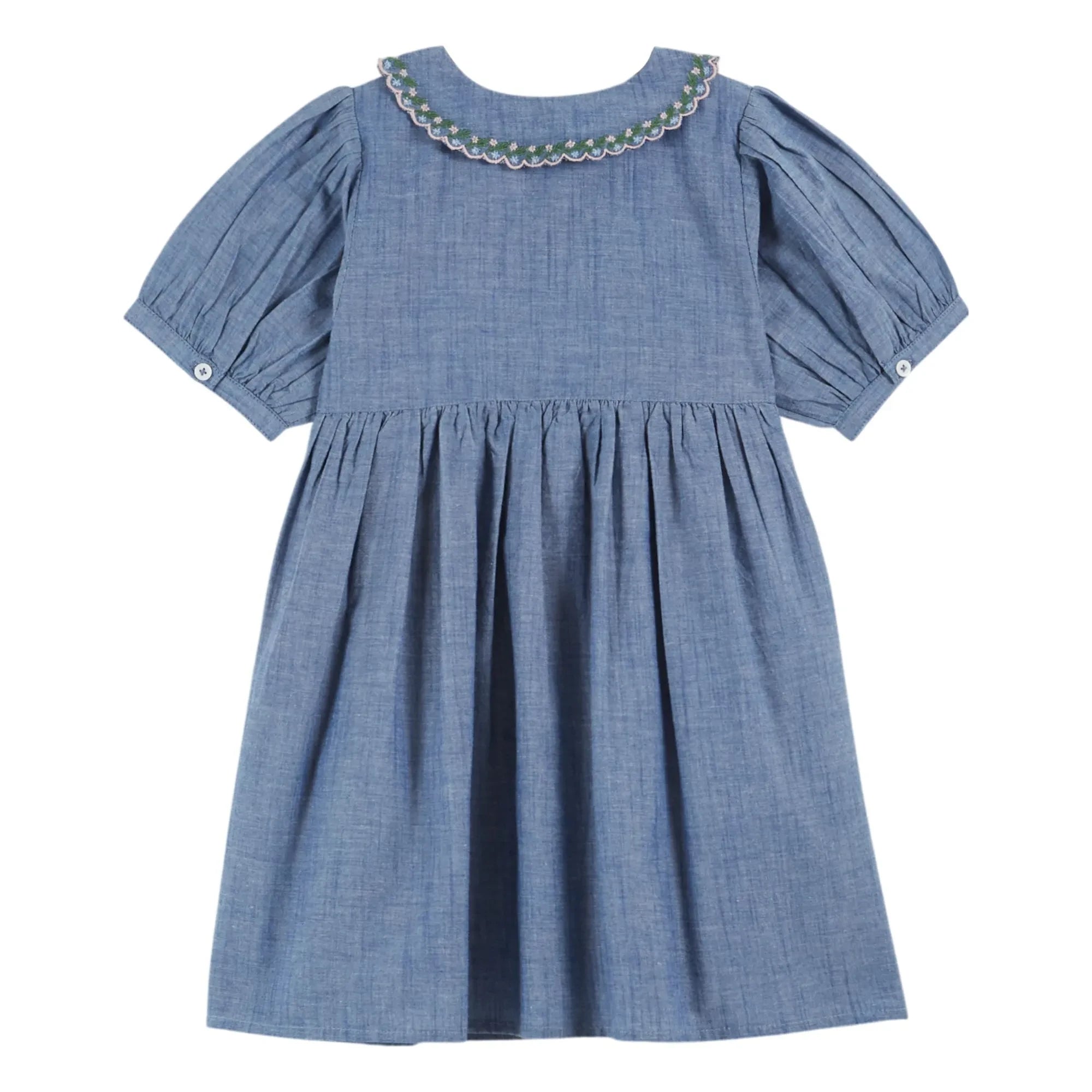 Emile et Ida - Vestido Chambray Smock Azul