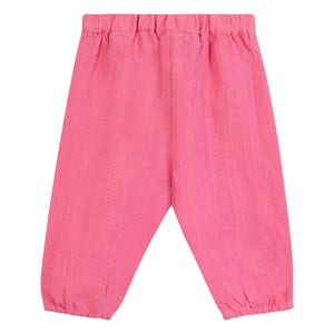 Tartine et Chocolat - Pantalón con volantes de lino | Rosa caramelo