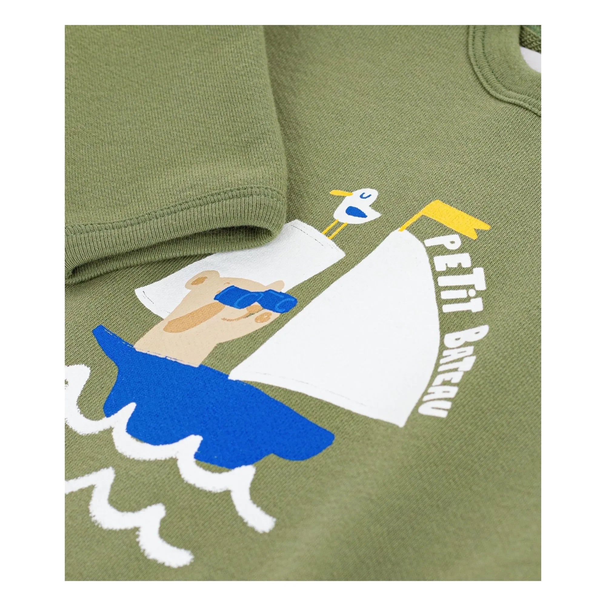 Petit Bateau - Sudadera de oso de algodón orgánico | Caqui
