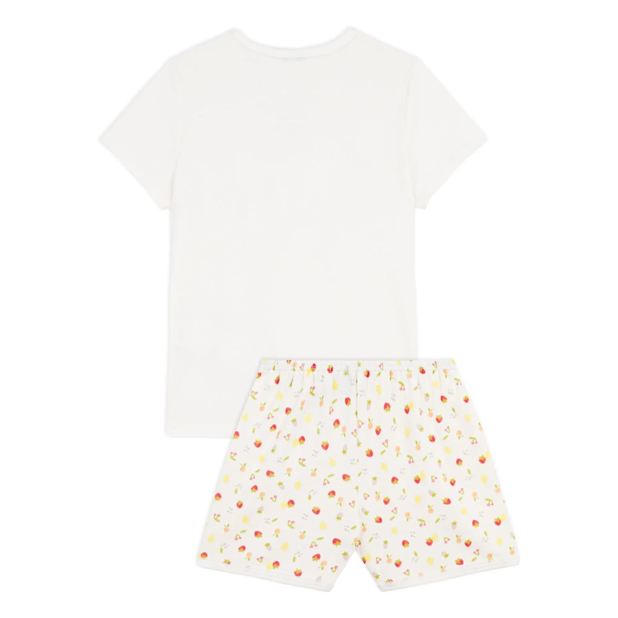 Petit Bateau - Pijama corto de algodón orgánico con estampado de fresas | Crudo