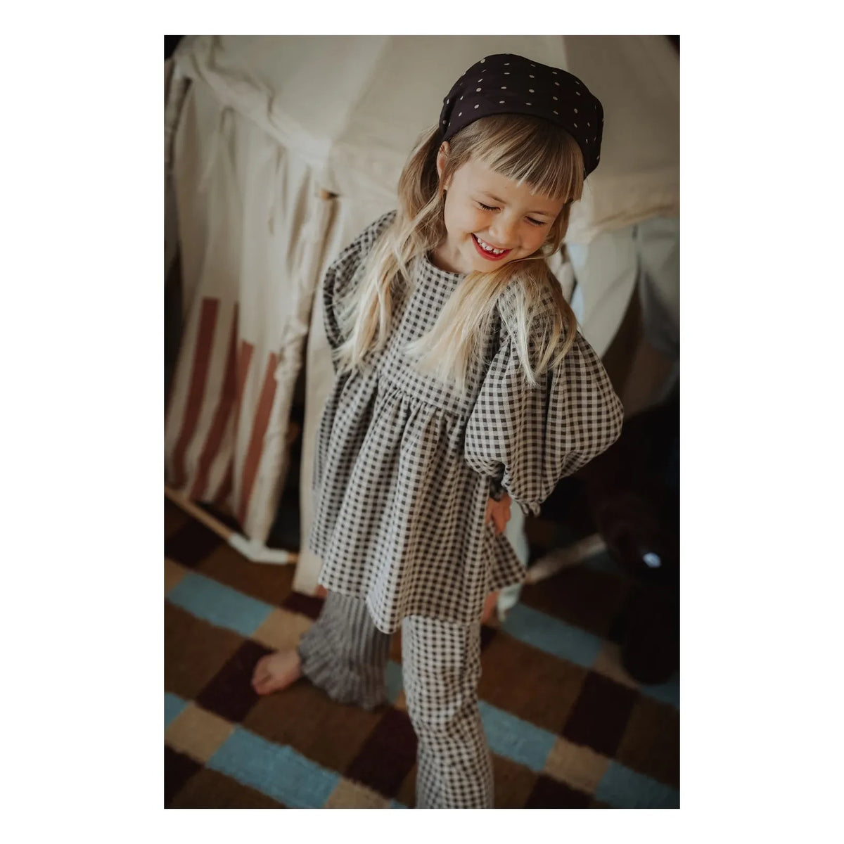 Fliink - Ella Pantalón a cuadros de algodón orgánico | Marrón