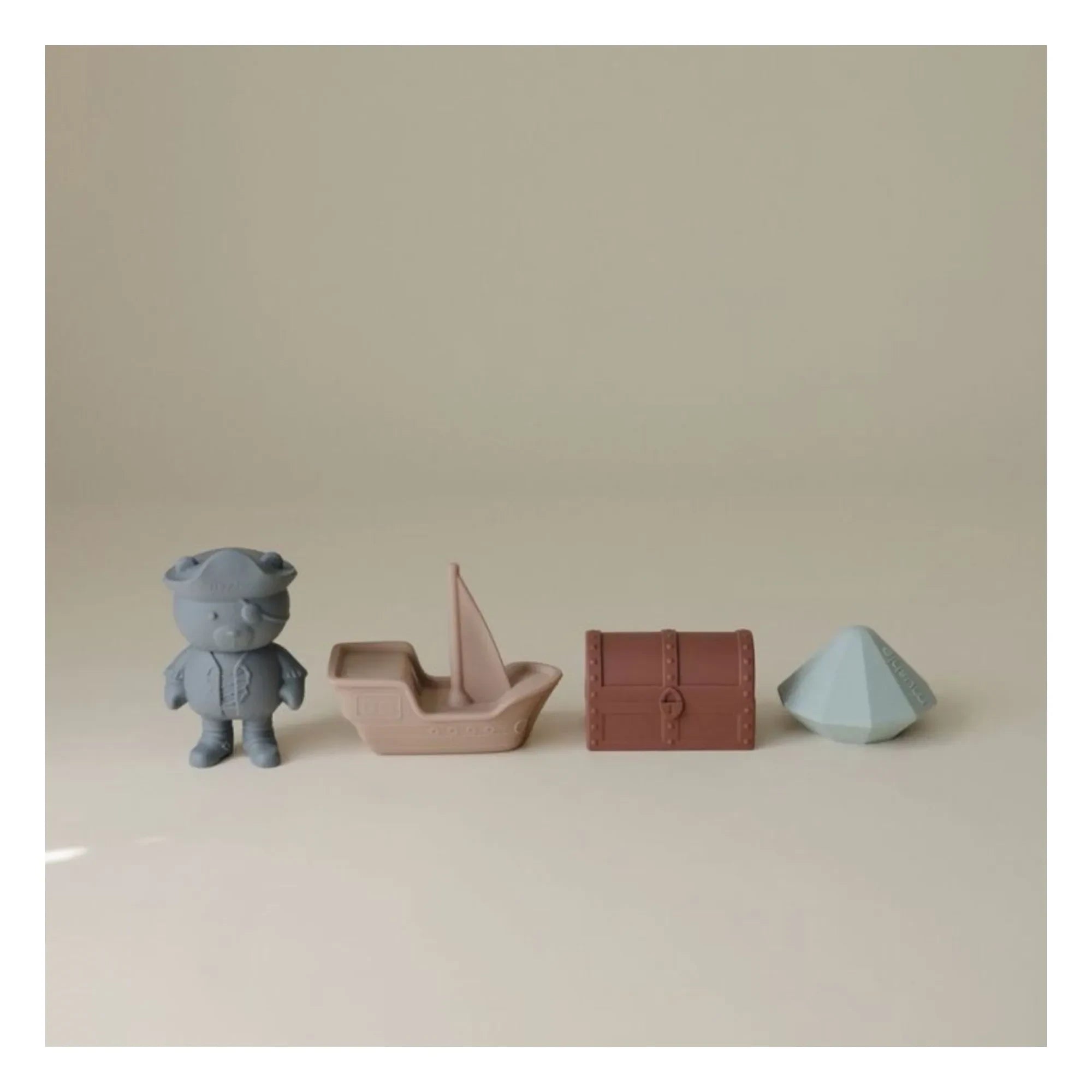 Mushie - Juguetes de baño pirata - Set de 4 | Azul