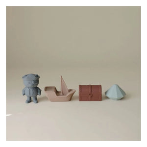 Mushie - Juguetes de baño pirata - Set de 4 | Azul