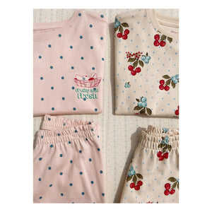 Konges Sløjd - Conjunto de camiseta y shorts de algodón orgánico Cerises | Crudo