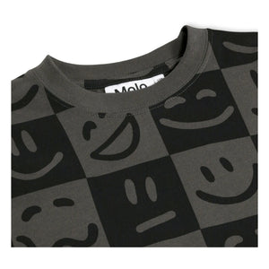 Molo - Camiseta de algodón orgánico Riley Emotion Damier | Negra