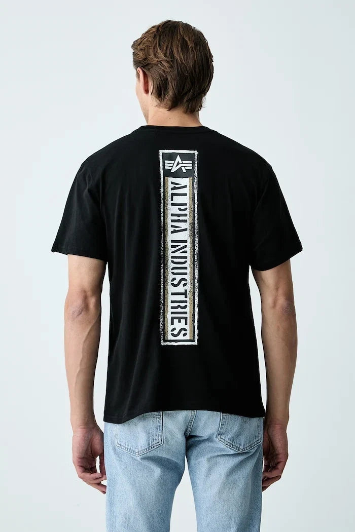 Camiseta de algodón para hombre Alpha Industries Backprint Vintage Panel