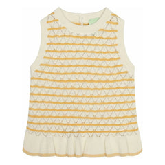 FUB - Top de punto fino de algodón orgánico con punto de ojal a rayas | Amarillo