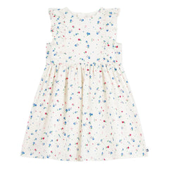 Petit Bateau - Vestido de popelín de algodón orgánico con estampado floral y volantes | Blanco