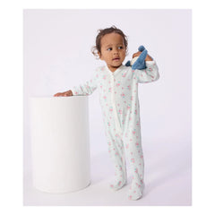 Petit Bateau - Pijama de dormir a rayas con flores | Blanco
