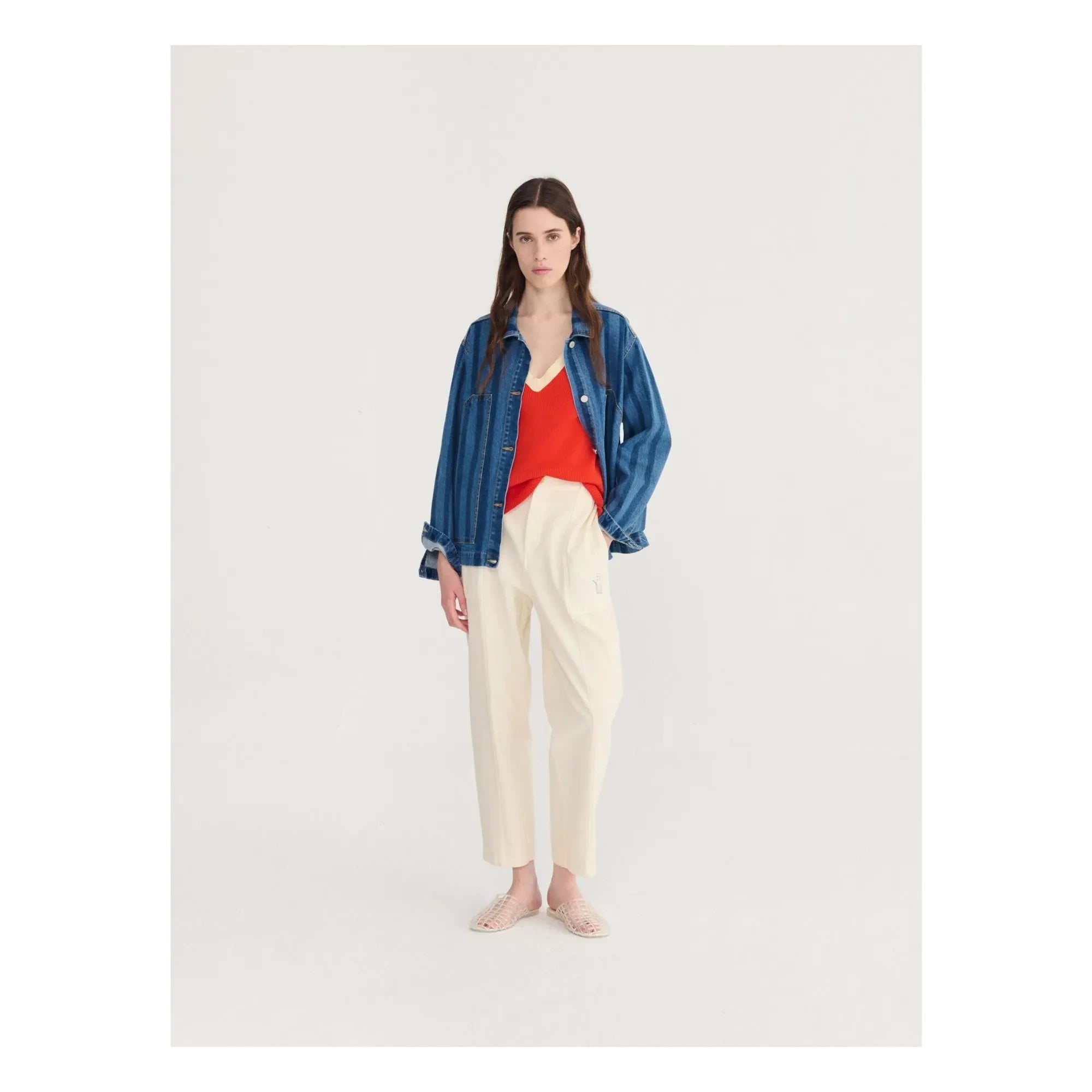 Bobo Choses - Chaqueta de algodón orgánico con rayas de mezclilla azul