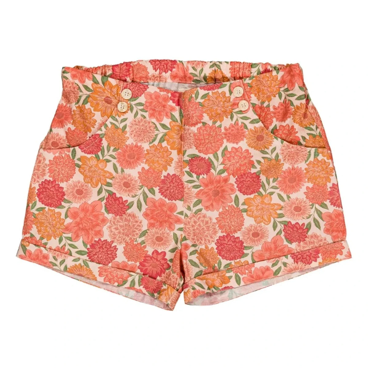 Loir - Camille Short Flores de Algodón Orgánico | Coral