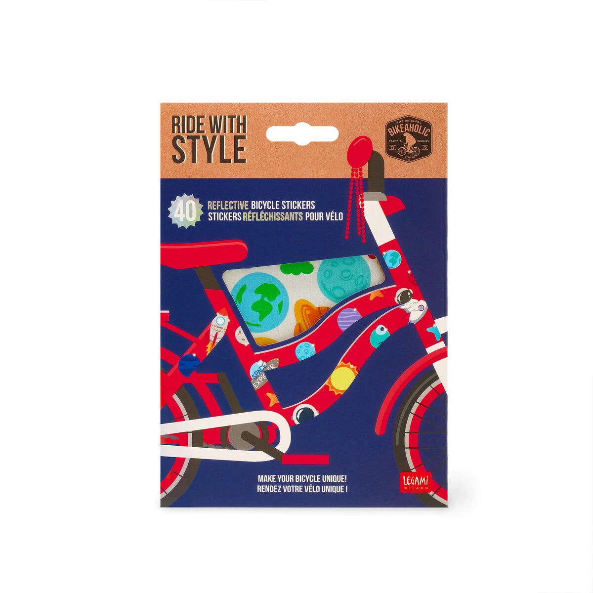 Legami - Pegatinas Reflectantes de Bicicleta Espacial - Estilo con Ride