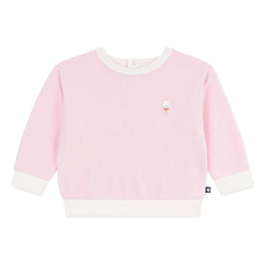 Petit Bateau - Sudadera de felpa rosa