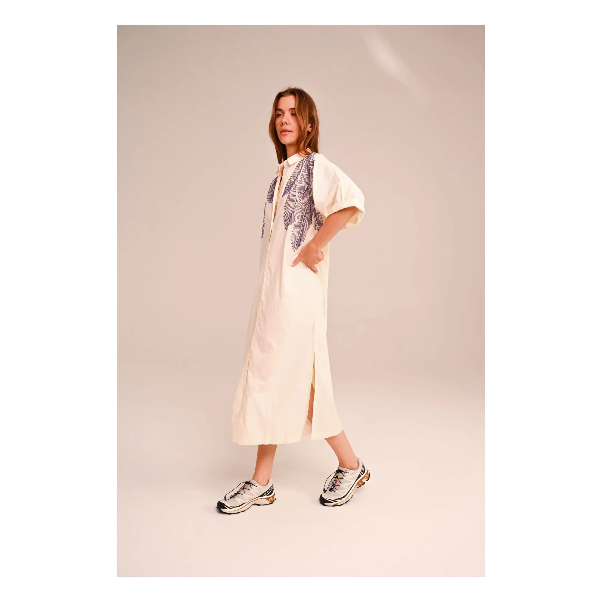 Vestido de voile de algodón bordado Sacrécoeur - Lou Taro | Blanco