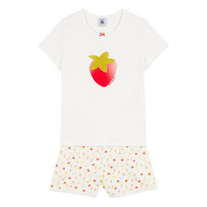 Petit Bateau - Pijama corto de algodón orgánico con estampado de fresas | Crudo