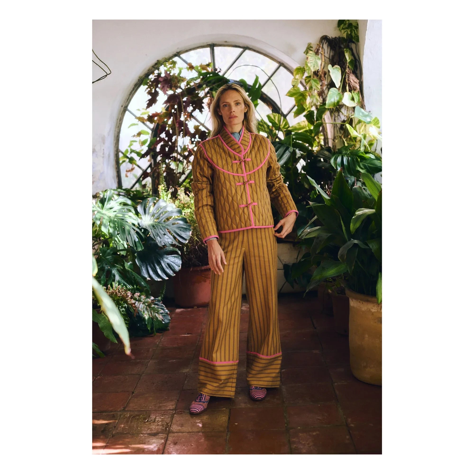 Maria de la Orden - Chaqueta de algodón a rayas Jupiter | Mostaza