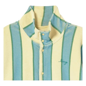 Tinycottons - Sudadera de cuello alto a rayas de algodón orgánico con botones | Amarillo claro