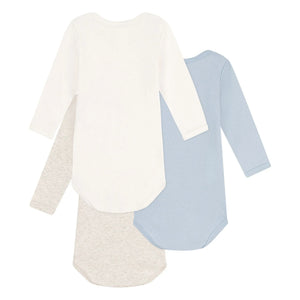Petit Bateau - Lote de 3 bodies de una pieza | Azul